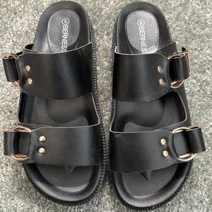 Berness Platform Buckle Slides - black, women's size 9